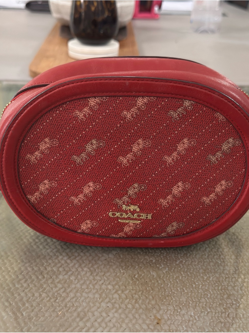 Coach Red Signature Oval Crossbody Bag